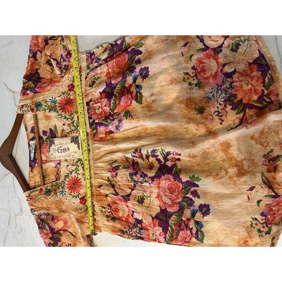 NWT Vintage Goa Square Neck Embroidered Floral Boho Top in Mango Women size Med​ - Picture 12 of 13